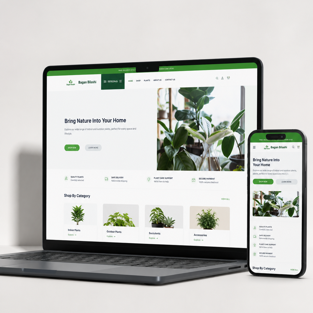 Bagan Bilashi WooCommerce plant nursery website